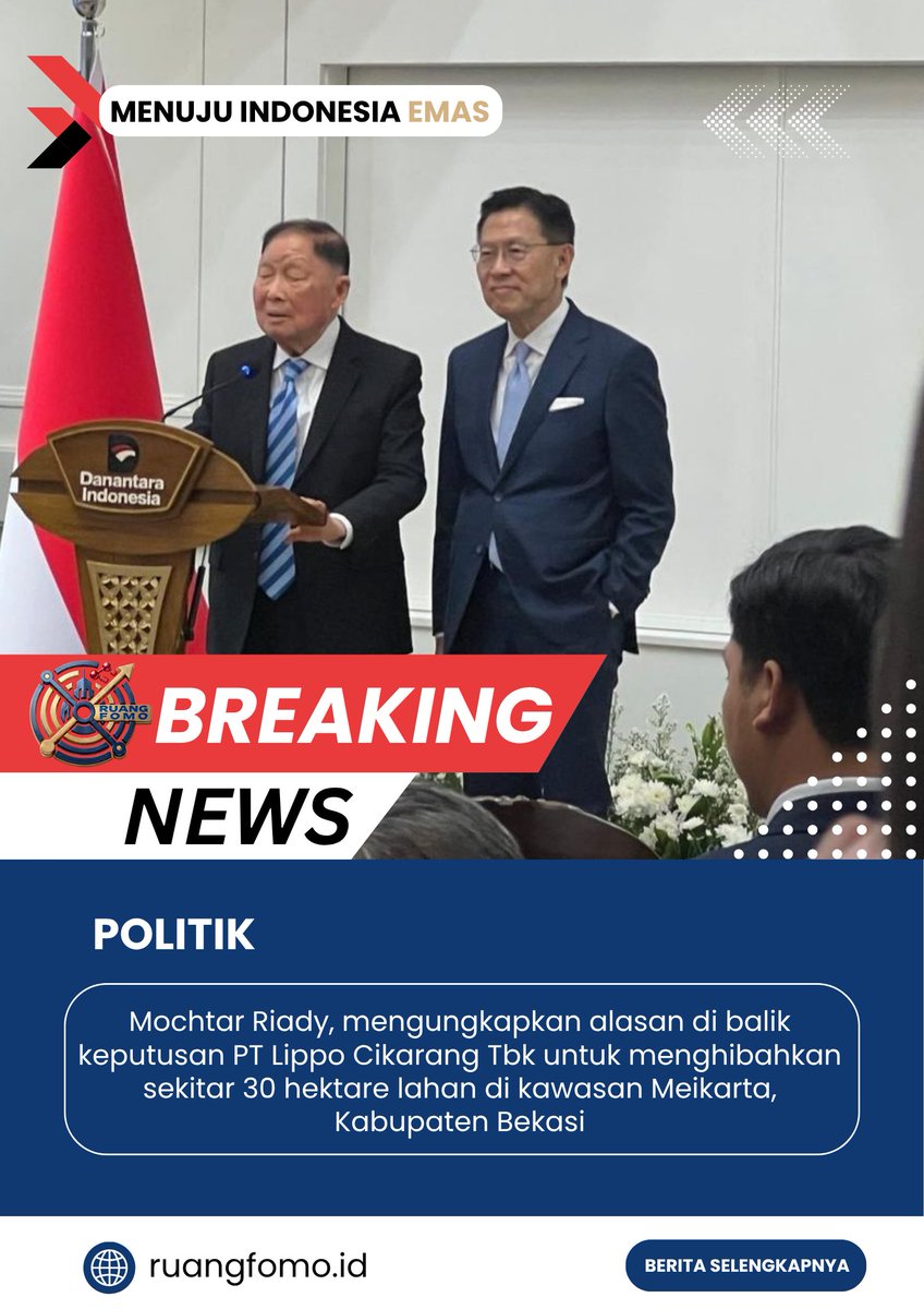 ruangfomo's tweet photo. https://t.co/jvdrkeNE3j,- Alasan Mochtar Riady Hibahkan 30 Hektare Lahan kepada Negara...

Baca Berita selengkapnya : https://t.co/3EiCM69Sw9
Baca Berita lainnya : https://t.co/eE5oONBIOn https://t.co/LJvfSIcmks