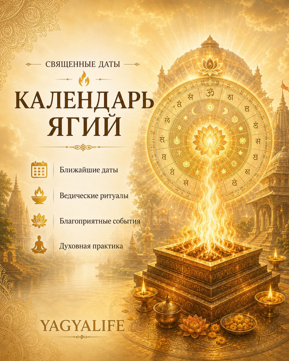YagyaLife's tweet photo. 📆 Июль 2026 в YAGYALIFE — 21 специальная Ягья за месяц.

Главные даты:
15–23 июля — Ашадха Гупта Наваратри
21 июля — Парвати Джаянти
29 июля — Гуру Пурнима
Ягьи для защиты, процветания, очищения, отношений, здоровья и духовного развития.

https://t.co/hggVH7I24C https://t.co/nGyYXwbEP7