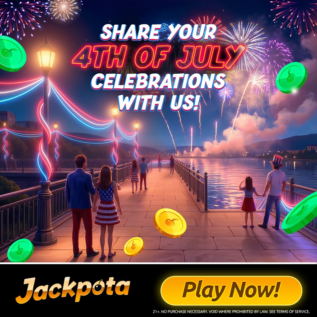 Jackpotacom's tweet photo. 🇺🇸🎆 We hope you had an amazing 4th of July celebration! ❤️🤍💙
Now it's your turn to share the memories! Tell us how you celebrated Independence Day in the comments - and if you have a photo, we'd love to see it too! 📸✨
Share your celebration for a chance to win:
🎉 40,000 GC + 20 Free SC
🍀 5 lucky winners
⏰ Ends: July 5 at 11:59 PM PT
🏆 Winners announced within 48 hours
📜 See our Terms of Use & Sweepstakes Rules on our site
#July5_Competition