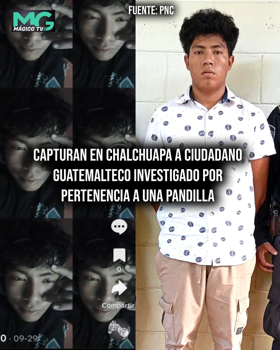 magicotvMG's tweet photo. El Salvador | Capturan a ciudadano guatemalteco señalado de integrar una estructura criminal en Santa Ana Oeste

La Policía Nacional Civil (PNC) informó sobre la captura de Diego Josué Gómez Galicia, de 21 años y de nacionalidad guatemalteca, durante un procedimiento realizado en Chalchuapa, Santa Ana Oeste.

De acuerdo con el informe oficial, las investigaciones establecen que el detenido presuntamente forma parte de la estructura criminal MS13. Además, las autoridades señalaron que utilizaba redes sociales para mostrar su presunta vinculación con dicha organización y promover el ingreso de otras personas.

Según la PNC, las indagaciones también indican que el capturado buscaba reorganizar actividades de la estructura en el distrito de Atiquizaya, Ahuachapán Norte, lugar donde residía.

La institución informó que será puesto a disposición de las autoridades competentes por el delito de pertenencia a organización terrorista conocida como pandilla, mientras continúa el proceso judicial correspondiente.