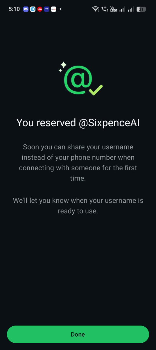 hunter1761863's tweet photo. @Gautamguptagg Reserve whatsapp user name 

@SixpenceAI https://t.co/eREPt8j9A4