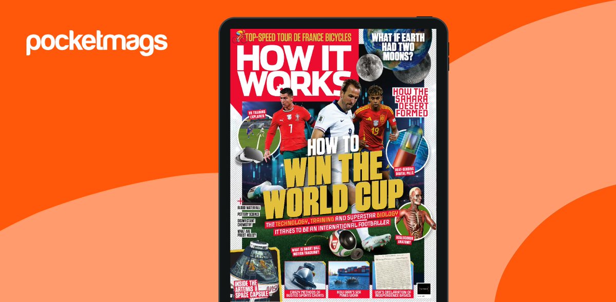 Pocketmags's tweet photo. ⚽️ How To Win The World Cup: The technology, training &amp; superstar biology it takes to be an international footballer  ⚽️

The latest issue of @HowItWorksMag is out now. Read instantly on @Pocketmags 

Read now 📲👉 https://t.co/Z1AxAgJBJM

#HowItWorks #FIFAWorldCup #WorldCup https://t.co/0g49xA5c1Q