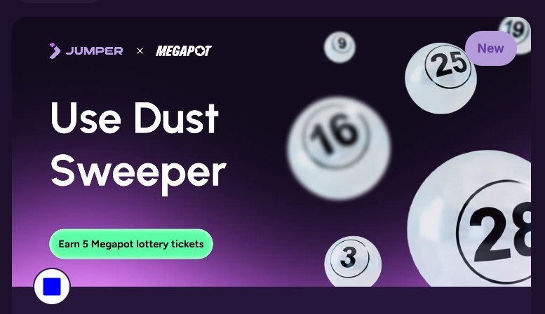 0xkingsmans's tweet photo. With Jumper 💜 Turn Your Dust Into Lottery Tickets   
 
Use Dust Sweeper Get 5 Free Megapot Tickets + 15 XP & Chance to Win $1.1M 

🔑 Swap Your Dust Tokens To ETH at least $5 on Base 

Complete Mission Tasks 
https://t.co/smvXqIeJev
 
Guaranteed 15 @jumperapp XP + 5 @megapot Lottery Tickets