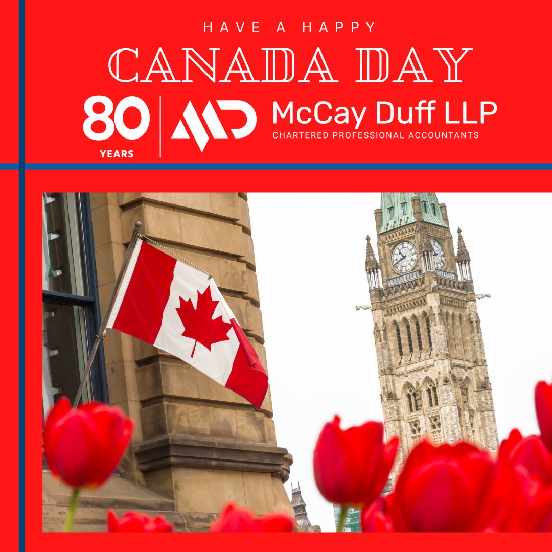 McCayDuffLLP's tweet photo. Happy Canada Day! Celebrate our landscapes, cultures, and unity. Enjoy BBQs, fireworks, and loved ones. πβ€οΈ #CanadaDay #ProudCanadian #McCayDuff #Ottawa https://t.co/v9fQ0M446M