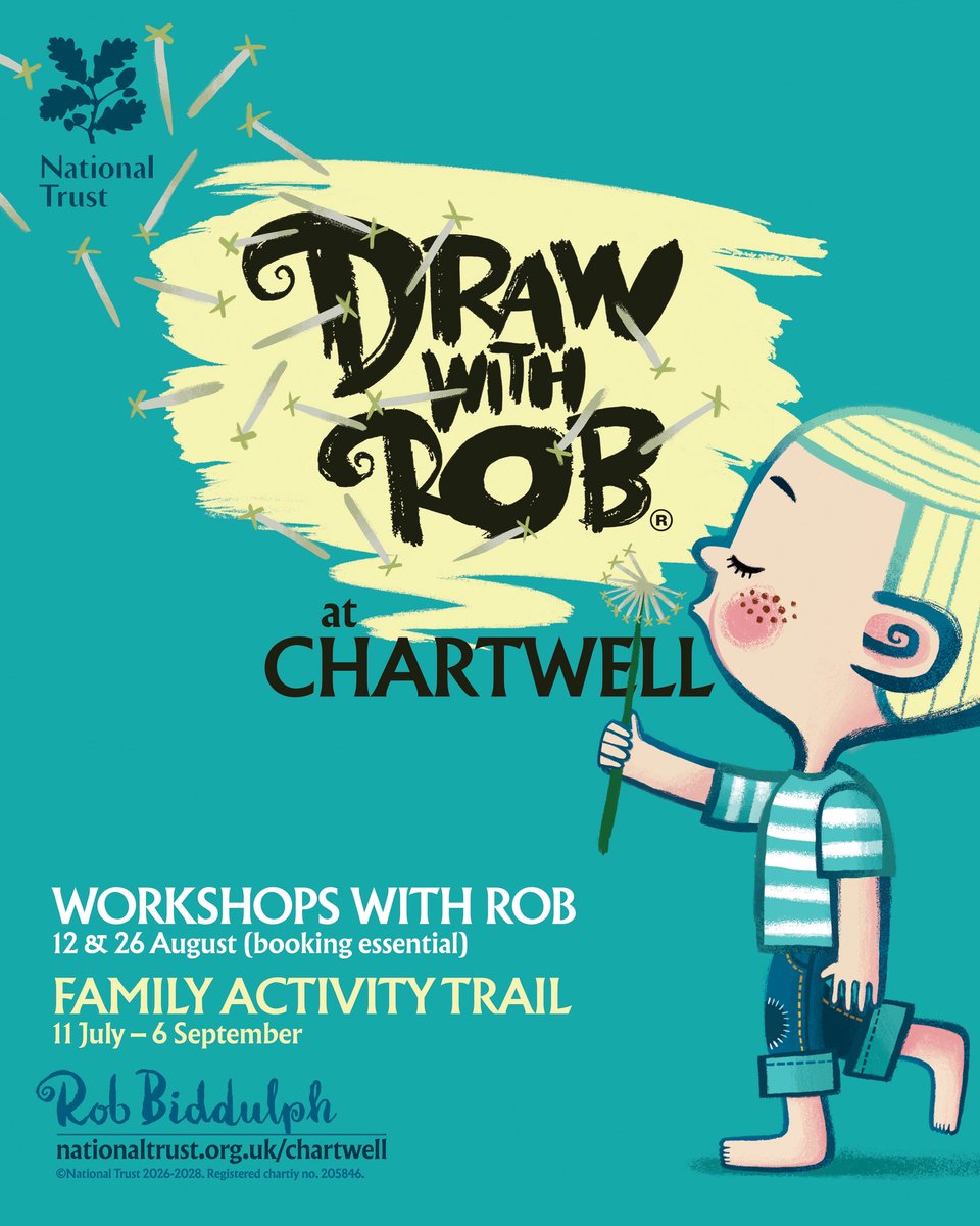 RobBiddulph's tweet photo. I'm so excited to be appearing at Chartwell this summer – the former home of Sir Winston Churchill – in association with the National Trust!

Come and explore a brand-new family trail inspired by When I Grow Up I'd Like to Be..., then join me on 12 & 26 August for live Draw With Rob sessions. If you keep your eyes peeled, you might even spot my illustrated Winston Churchill along the trail!

More info and tickets here: https://t.co/CvLrFFP5qn
