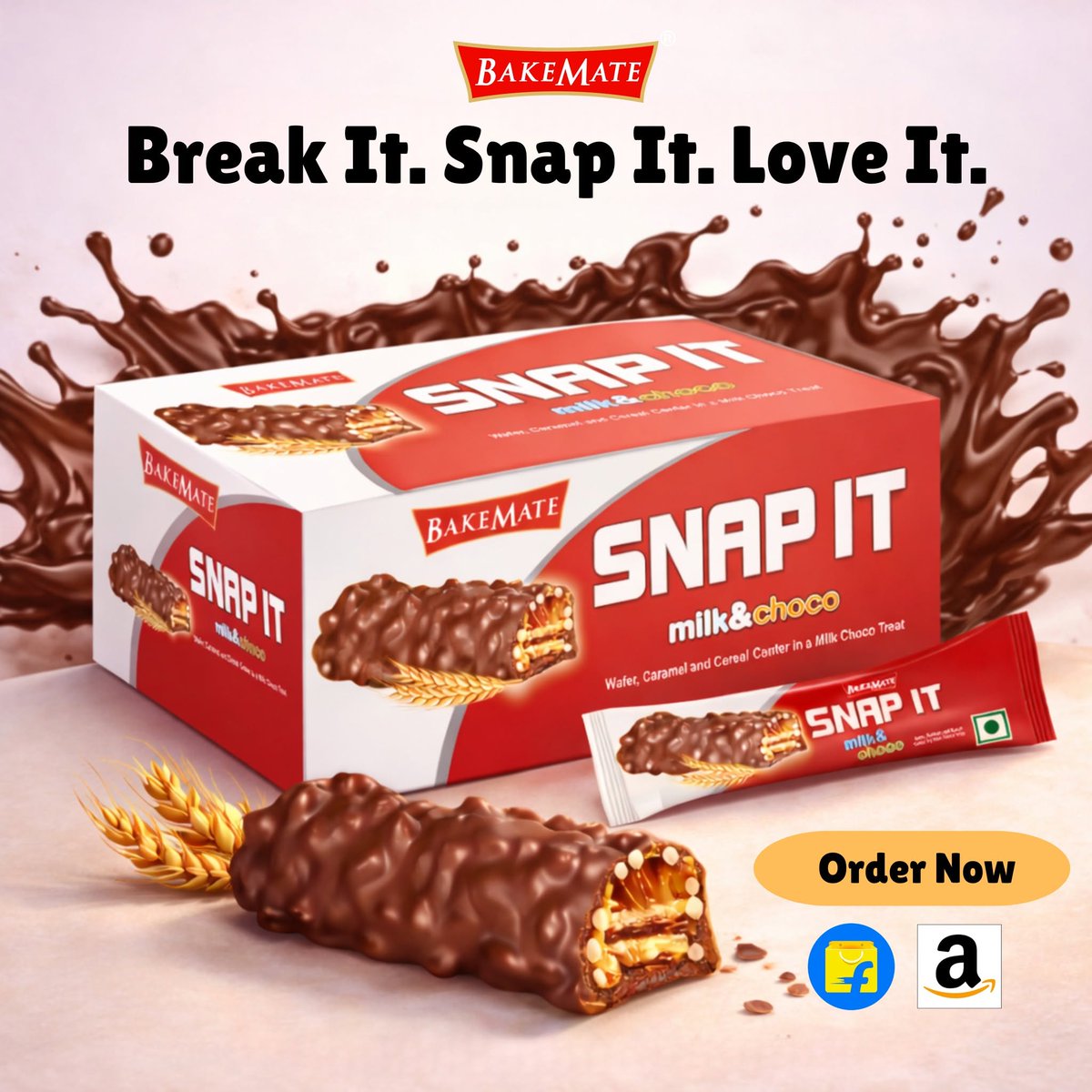 bakemateglobal's tweet photo. Snap Into Happiness! @bakemateglobal 
Every crispy layer is packed with irresistible flavour, making every bite a moment to enjoy.

Flipkart: https://t.co/pOlYbBdiLq?

#BakeMate #CrunchTime #SnapIt #CrunchAndEnjoy #CrunchAndEnjoy #CrispyDelight #trendingnow #usa https://t.co/dsz9BiKOzr