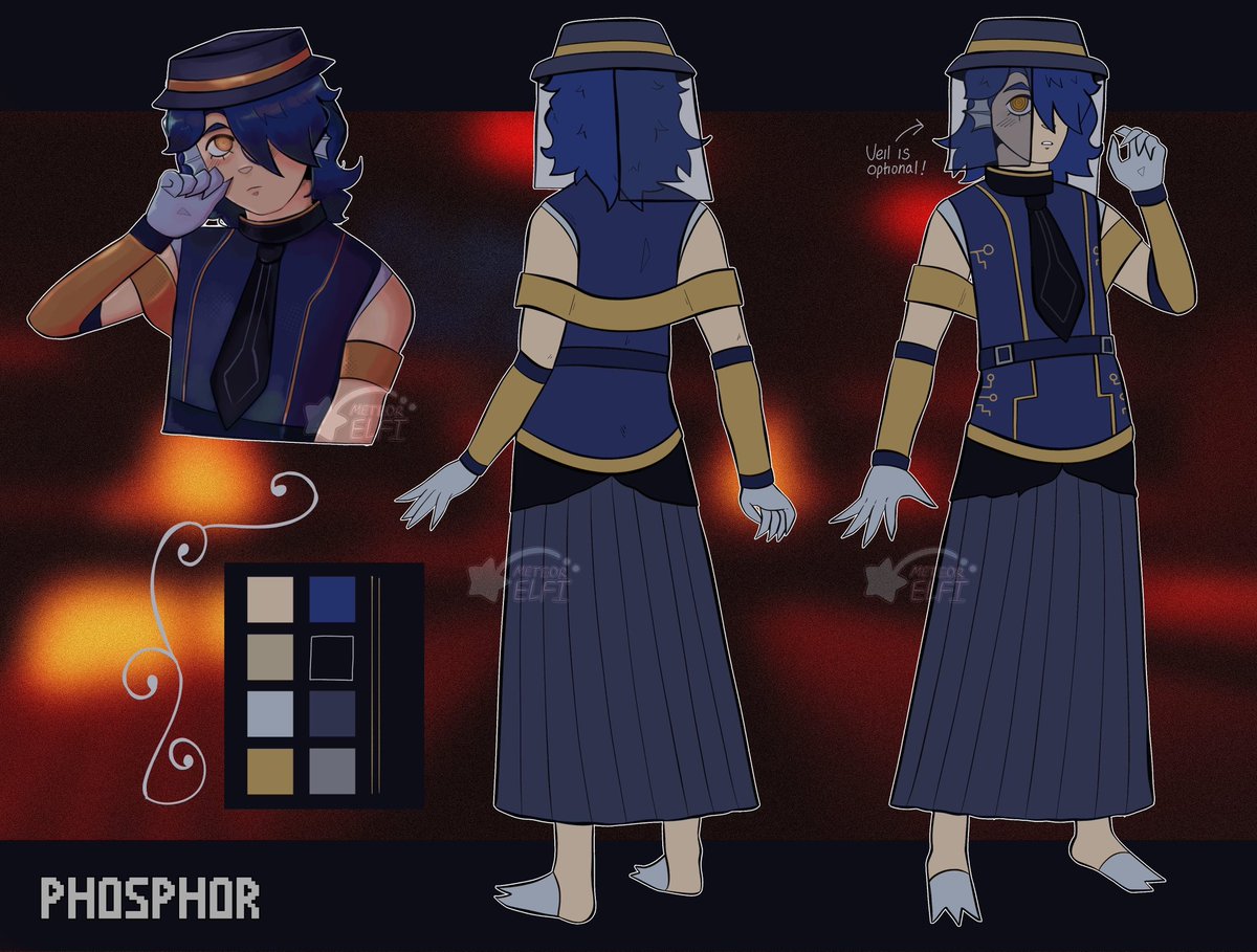 meteorelfi's tweet photo. full phosphor reference sheet! he’ll be up on my artfight which is in my bio :) 

#floodexe #mijomoments #fe2fanart https://t.co/twoRxV4YeX