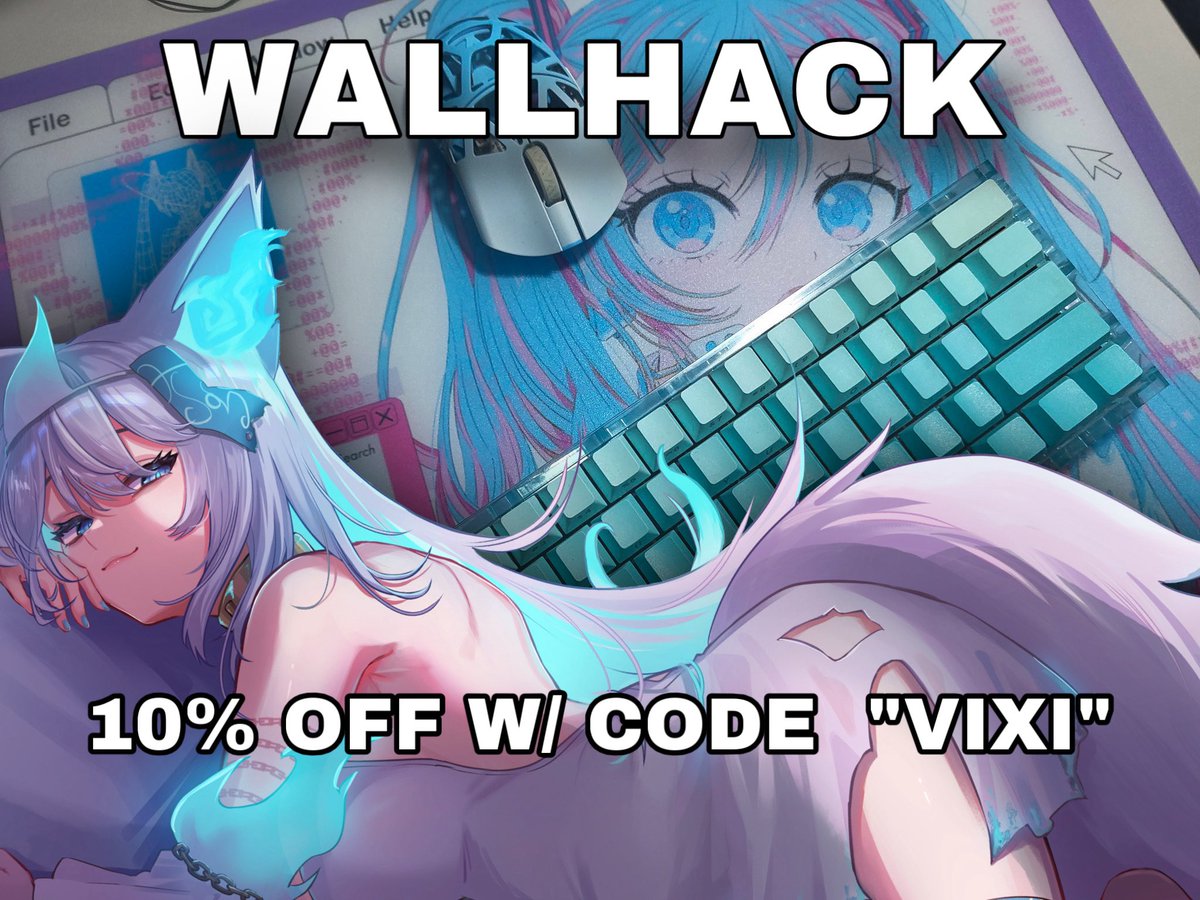 shyvixi's tweet photo. I’m proud to partner with @WallhackHQ. 
Code VIXI → 10% off the newest limited release.
Got yours? Tag me I want to see your setup. https://t.co/inRoYzKVXd