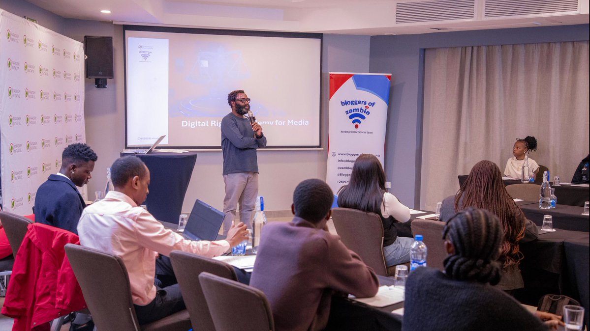 ParadigmHQ's tweet photo. Recap: Digital Rights Academy, Zambia

Yesterday, we partnered with Bloggers of Zambia to convene stakeholders from across the media space for a Digital Rights Academy, a timely initiative focused on strengthening digital security skills and knowledge ahead of the 2026 general elections.

The goal was to counter harmful narratives around digital rights and freedom of expression, while also addressing the power imbalances that often shape online spaces. Participants were equipped with practical tools and best practices to protect their digital presence, safeguard sensitive information, and ensure responsible, secure communication before, during, and after the elections.

As the digital space becomes increasingly central to civic participation, building resilience among media actors is vital for their security and the integrity of the work they do.
#ParadigmInitiative