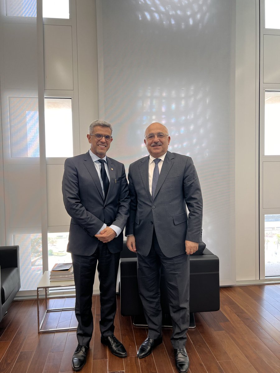 AzEmbassyQatar's tweet photo. H.E. Ambassador Dr. Adish Mammadov met with Prof. Hilal Lashuel, Research, Development &amp; Innovation Advisor to the Chairperson and Executive Director of RDI. The sides discussed issues of mutual interest, including opportunities for cooperation in the healthcare sector. https://t.co/txNWVxICkm