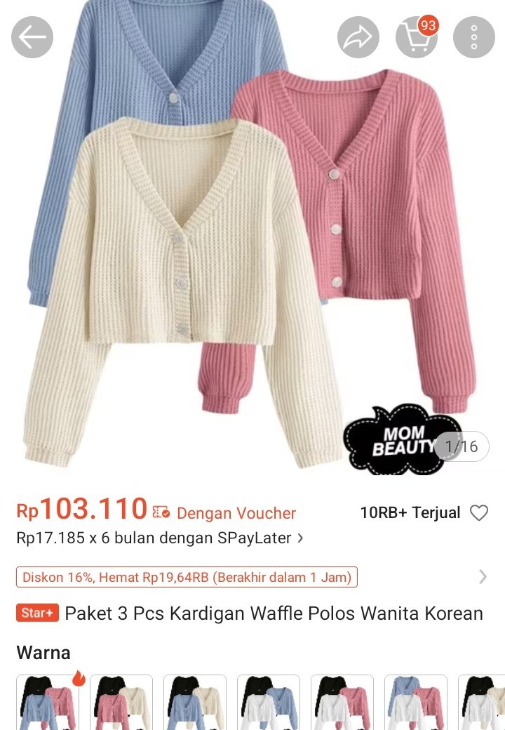 ncakyoung's tweet photo. Iseng ngescroll eh aku nemu paket 3 pcs cardigan cuman 100 ribuan ajaaa! Murah banget gasii?? 😭🤍🤍 

Mana pilihan warna nya banyak lagi, ga bakal rugi ini mah 😍😍 Aku spill link nya di bawah yaa 

t. #racunshopee #cardigan https://t.co/Dk32pH3gVv