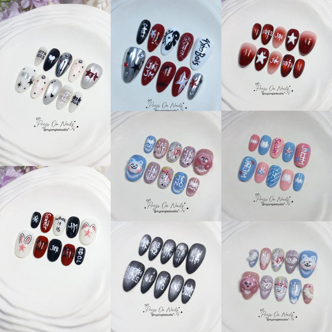 blerchivee's tweet photo. SUPER DUPER READY FOR JNJM IN JAKARTA ❤️‍🔥❤️‍🔥❤️‍🔥

thankyouu jeno jaemin n jnjm lovers 🩵🩷
open custom press on nails 
💌 order by dm Instagram 
#nyangiestudio https://t.co/y1boGD55oi