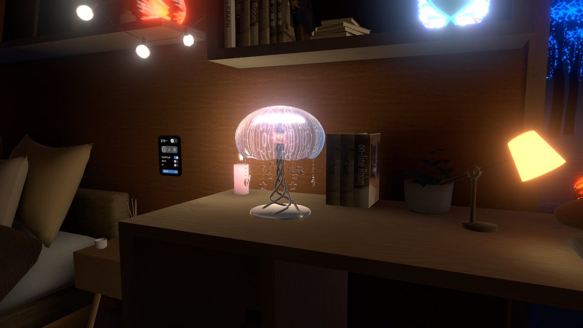 kaito7784's tweet photo. 窓の外は、光るクラゲが漂う海。
電飾のあたたかい部屋で、ただゆらめきを眺める夜。

World : Jellyfish House
Author : PezzieBoo

#VRChat #VRChat_world紹介 https://t.co/GG6ubIrEuG