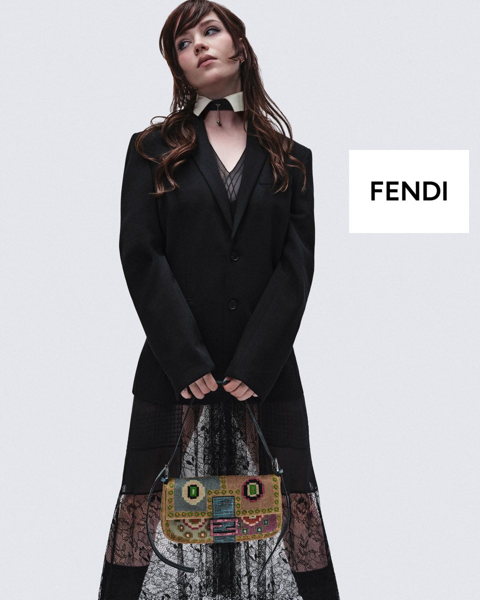 Fendi's tweet photo. Sophie Thatcher celebrates the launch of the Baguette® 26424 by Maria Grazia Chiuri with a re-edition of one of the most iconic 1997 iterations

More than a bag, the Baguette® is a collectible work of art designed to express individuality and personal style

Discover your own in boutiques from July 16th