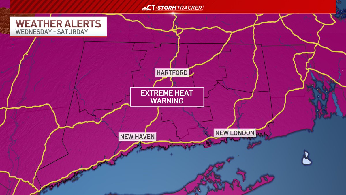 bobmaxon's tweet photo. There is no stopping it now. Use common sense and stay safe. This is rare air for Connecticut as we rarely top 100º, but it's even crazier to have a "feels-like" temps over 110°. Heat can make you sick or even kill you. Do not mess with this situation. https://t.co/GYcvyNWv2d