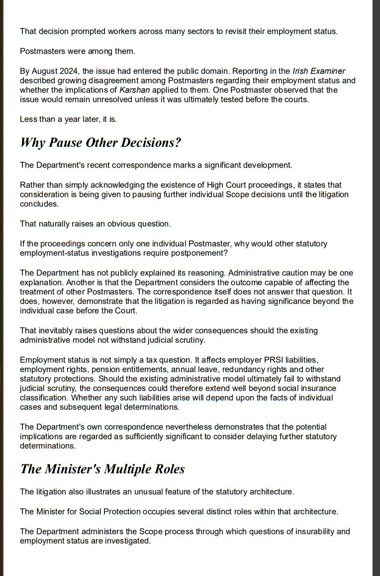 williamhboney1's tweet photo. 50 years in the making.

An Post v Minister Social Welfare

A High Court hearing on 16 July could determine far more than the status of one Postmaster.

It may become the first judicial examination of an administrative model that's operated since 1979.

https://t.co/eZgC8TLY9H https://t.co/a9uNB5GFZ6