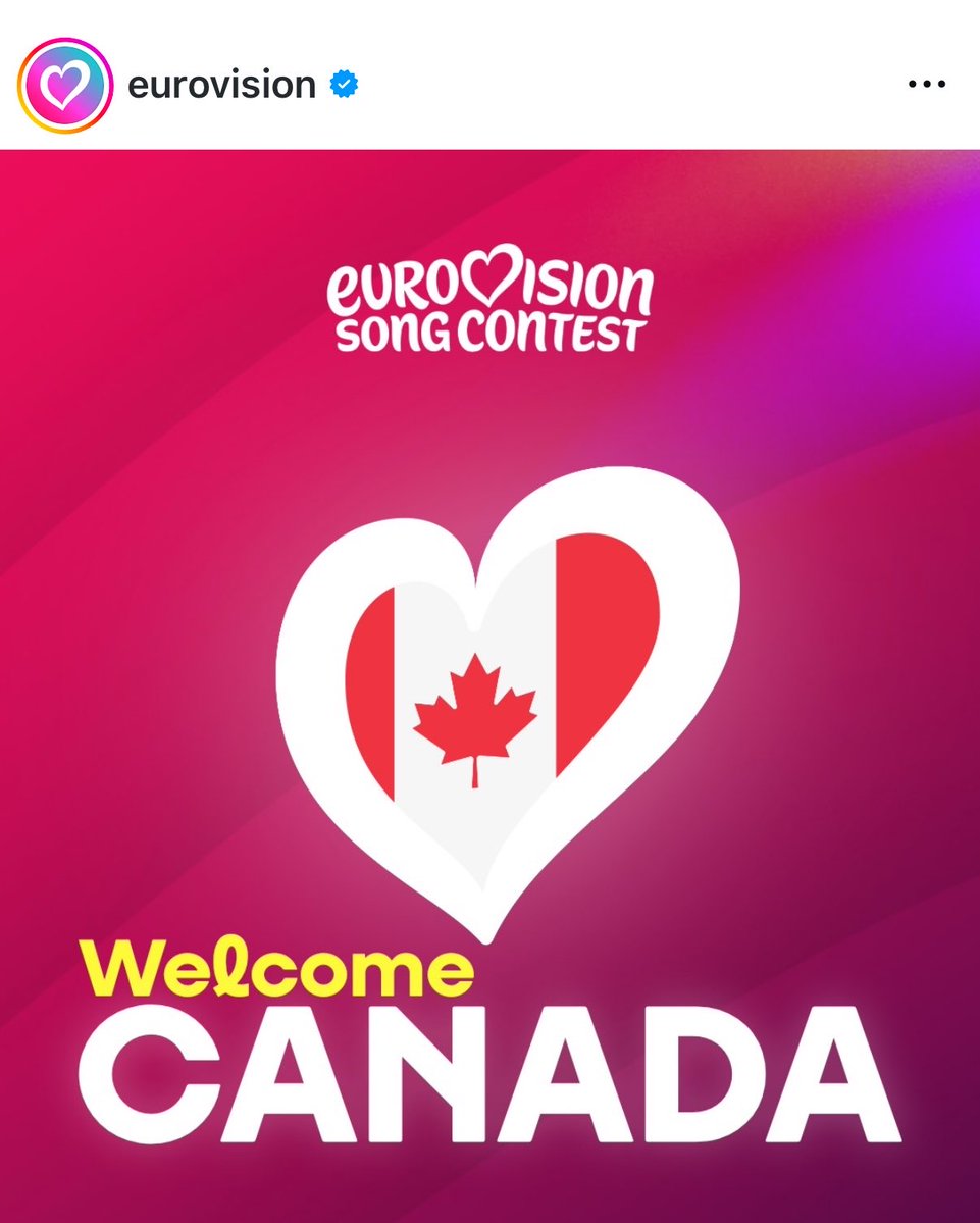 Natalia_Who's tweet photo. Eurovisión da la bienvenida a Canadá como país participante.

El chiste se cuenta solo, creo que no hace falta que añada nada https://t.co/35EHWk08P0