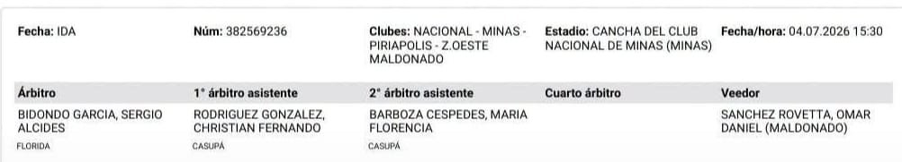 gildocabrera's tweet photo. PIRIÁPOLIS ANTE NACIONAL EN MINAS 

Nacional recibirá a @piriapolisfc desde las 15:30,  Ida por Octavos de Final  #CopaB @OFIUruguay 

Sábado 4 de julio 
Cancha Nacional 
15:30 hs 

NACIONAL - PIRIÁPOLIS 

Arbitros: Sergio Bidondo, Christian Rodríguez y María Barboza (Flo Cas) https://t.co/Bomx5j39sE