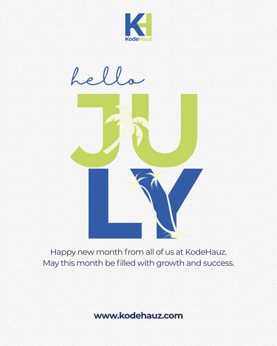 kodehauz's tweet photo. Hello, July! 

A new month means new opportunities to learn, grow, and achieve more. As we step into July, may your goals become clearer, your efforts more rewarding, and your journey filled with progress and success.

Welcome to July https://t.co/vHzEYIggOK