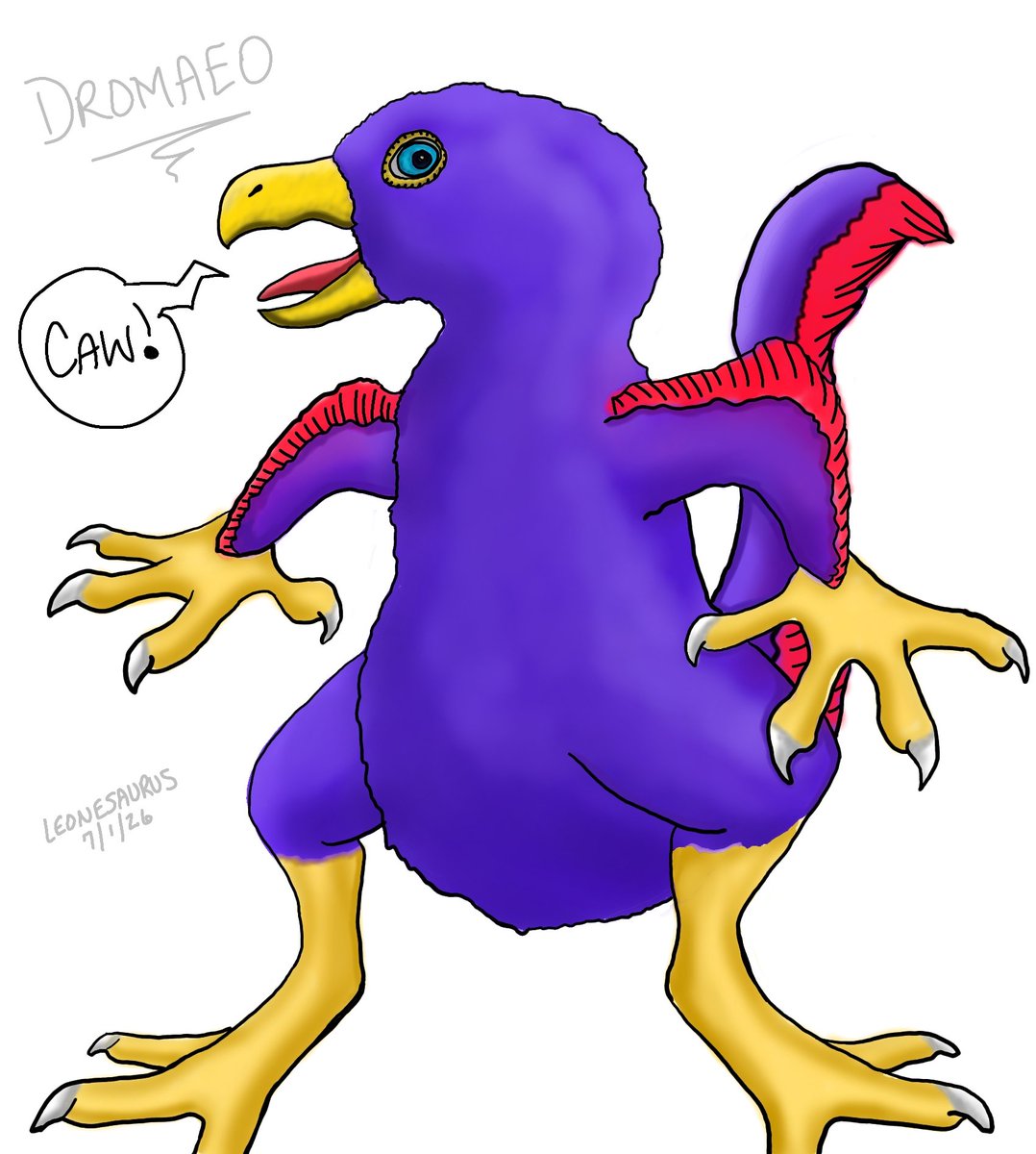 Leonesaurus's tweet photo. Finally got around to finishing this by coloring it in and refining the lines on my phone. I sketched this out on paper 1/21/2026 and left it there since. 

I feel like I could have added more detail and better shading, but I'm lazy... https://t.co/Fqvh1ndGYE