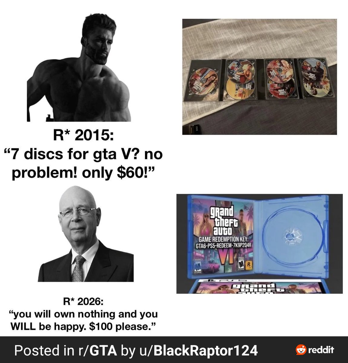 TheRealZephryss's tweet photo. @PlayStation This is the end of physical game discs. First Rockstar Games did it and now everyone will do the same. 😭 https://t.co/ICh3lSaQWN