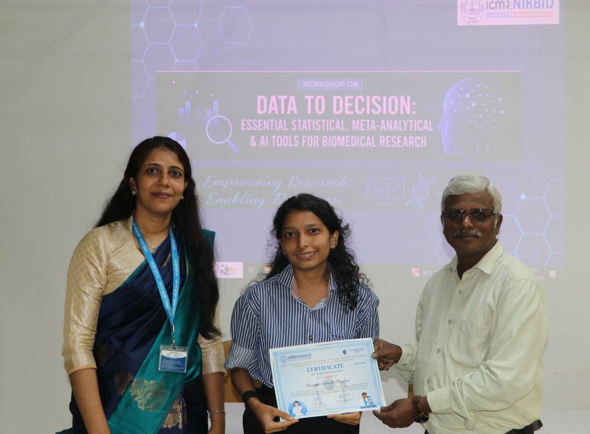IcmrNiih's tweet photo. We organised a workshop on "Data to Decision: Essential Statistical, Meta-analytical, and AI Tools for Biomedical Research" (25 June 2026) in connection with National Statistics Day, with expert sessions on:
Biostatistics; AI &amp; Machine Learning; Sample Size &amp; Systematic Reviews. https://t.co/dimMqqpwAQ