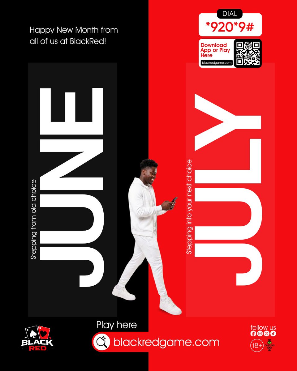 BlackRed_Live's tweet photo. Happy New Month from BlackRed.

This July, step from the old choice into your next move. Dial *920*9#, download the app, or play at https://t.co/TOBRJPD4n7.

18+ only. Play responsibly.

#BlackRed #JulyMoves #GhanaGames #PlayResponsibly #accrafloods https://t.co/jlqlFKVVaq