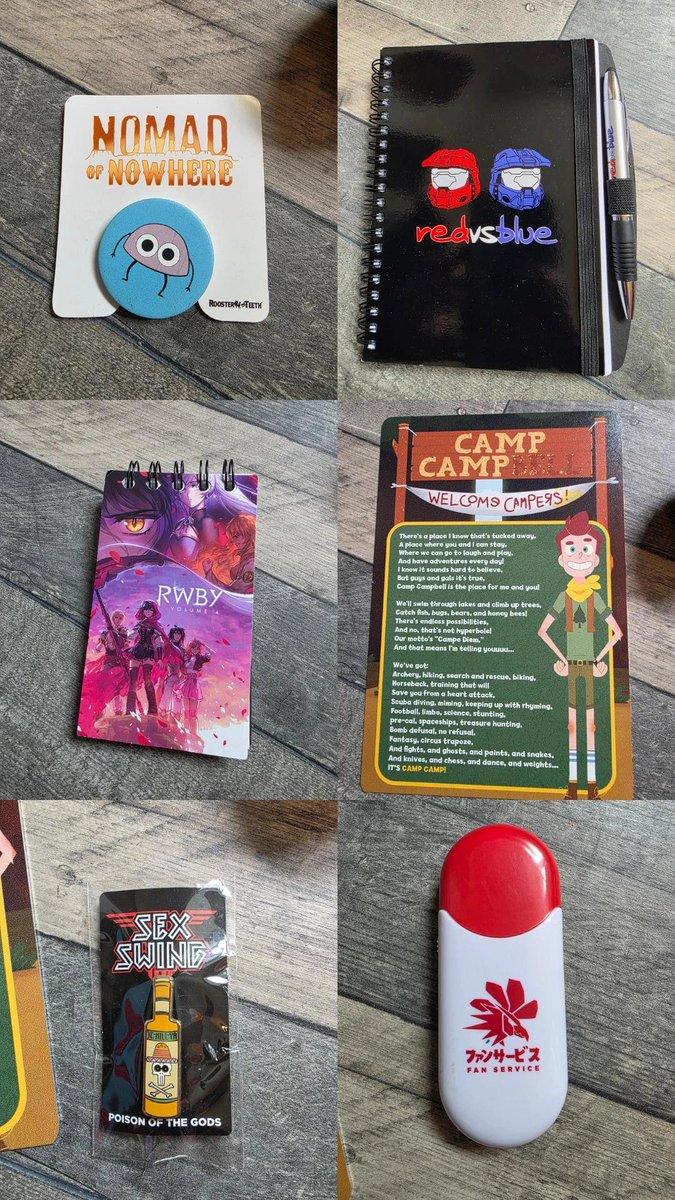 hankconvibes's tweet photo. I have a bunch of roosterteeth, camp camp, rwby, red vs blue, funhaus etc bits I'm dying to get rid of if anybody is interested! @RoosterTeeth 
uk shipping 
I also have the roosterteeth and achievement hunter tipsy elves onesies size large https://t.co/ZDQdz79Igk