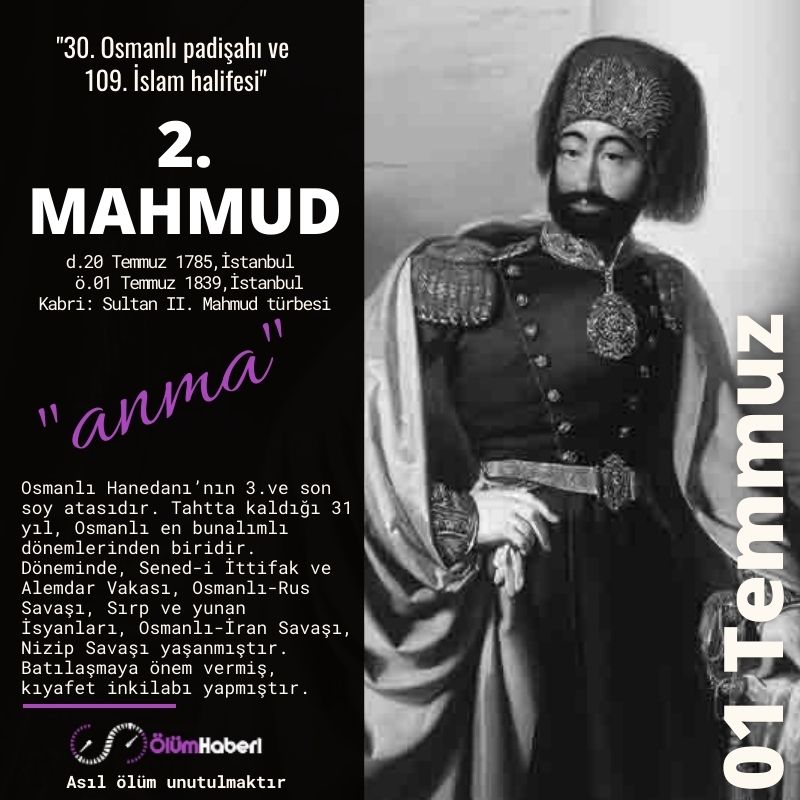 OlumHaberi's tweet photo. GÜNÜN ANMALARI. (01.Temmuz)
2. Mahmud
3. Ahmed
Adnan Adıvar
https://t.co/mHRZXAkEsq
#İstanbul #vefat #anma #tarih #2Mahmud #3Ahmed #AdnanAdıvar #yazar #tiyatro #sinema #tarihci #ogretmen #profesor #gazeteci #Osmanli #TBMM https://t.co/kaEENXKR76
