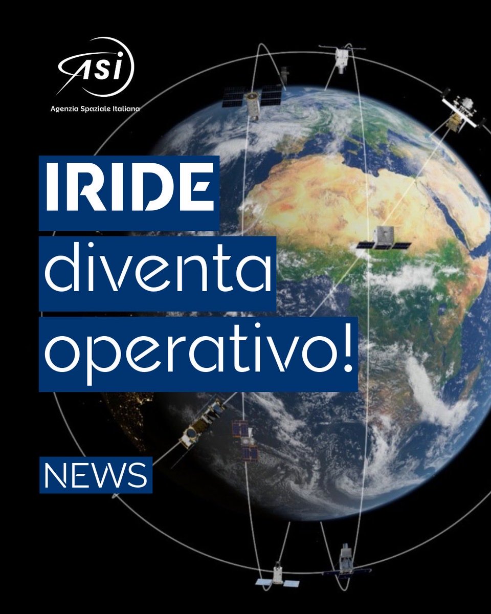 ASI_spazio's tweet photo. 🛰️ IRIDE diventa operativo

Dal 1° luglio l'ASI  apre l'accesso ai primi dati satellitari e ai servizi geospaziali operativi di IRIDE, il più importante programma italiano per l'Osservazione della Terra, realizzato nell'ambito del PNRR.

🔗 https://t.co/uKvV8Ex52Q https://t.co/guvhwJiel9