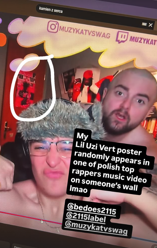 andzn_'s tweet photo. so one of my posters appeared randomly in a super popular polish rap music video on someones wall, thats crazy ( i never sold official prints 😭 ) https://t.co/FHEyMbipas