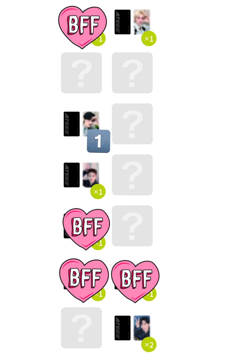 saSAN_AT's tweet photo. アチズ ATEEZ トレカ 交換 FCくじ オンラインくじ

譲▶︎
1、2枚目 ホンジュン ヨサン ウヨン ジョンホ
求▶︎
ステッカー→ミンギ
トレカ→3枚目サン ミンギ 💖

・郵送交換📮(10月中旬以降)
・まとめての交換優先

お気軽にリプ、DMにてお声掛けください🙇🏻‍♀️

#ATEEZ  #ATEEZ交換 https://t.co/uq6qoNRMAB