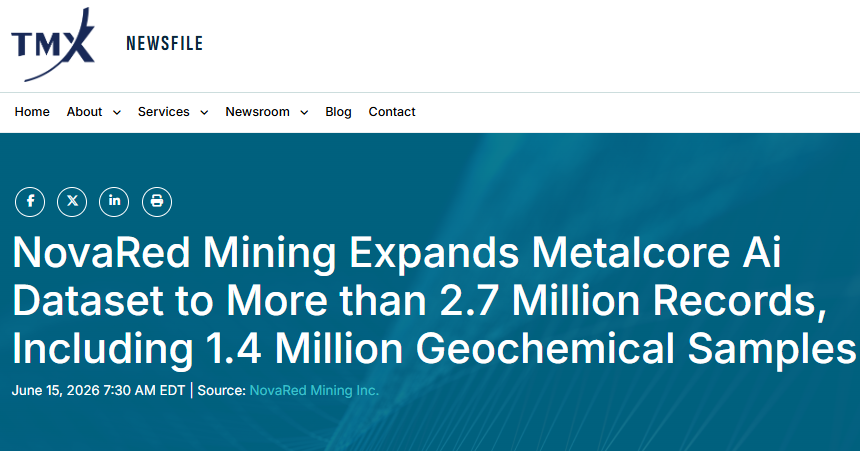 knpqb68745141's tweet photo. OUTSTANDING DRILL RESULTS ARE EXACTLY WHY I'M WATCHING $NRED BEFORE FALL DRILLING

A Chilean copper explorer just reported 76 meters at 0.74% Cu, including 13 meters at 3.62% Cu, and 59 meters at 1.73% Cu, including 12 meters at 5.39% Cu. 

Results like these remind the market how quickly sentiment can change after successful drilling. That's why I'm focused on NovaRed Mining. 

$NRED already has 39,726 acres, 3 drill-ready targets, 18.3 miles of completed IP/AMT surveys and C$8.5M committed toward Wilmac. 

Add MetalCore's 2.7M+proprietary records and AI led by Dr. Olamide Oladeji, and I like how the company is preparing before its own drill program begins. 

My target remains above C$4.

Information may be updated or modified at any time.

$ASTS $NFLX $SOFI
