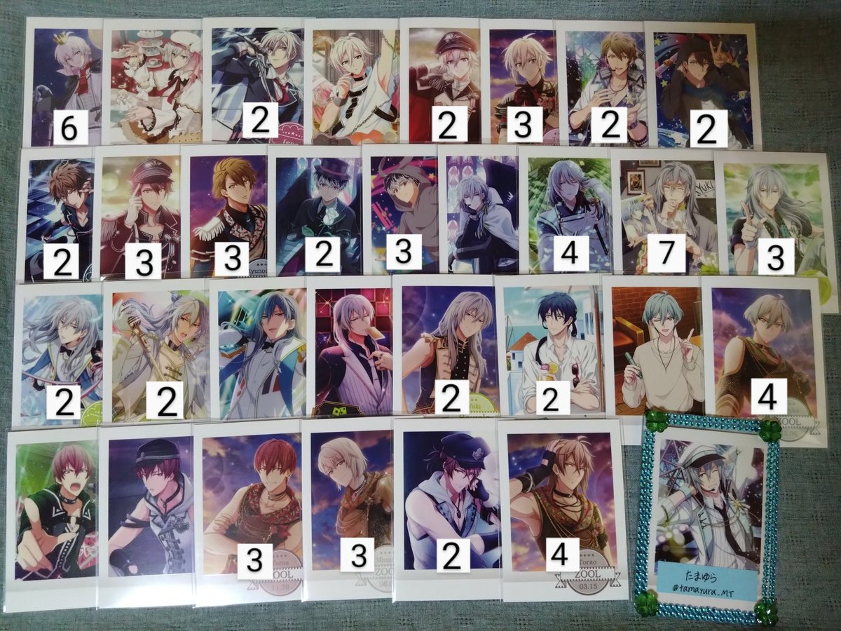 tamayura_MT's tweet photo. 【交換】 アイドリッシュセブン アイナナ ぱしゃこれ

譲→画像参照(過去弾)

求↓ぱしゃこれ15弾・16弾

一織／記念日2021・サイテクUR(箔1：Nは各2〜3)・お掃除1〜2
環／記念日2021・サイテクUR(箔1：Nは各2〜3)

壮五(各1)／15弾 JF(Nのみ)
虎於(各1)／15弾 PG(Nのみ)・ぶっとび

リプ欄に条件→ https://t.co/cndVdRRZhu