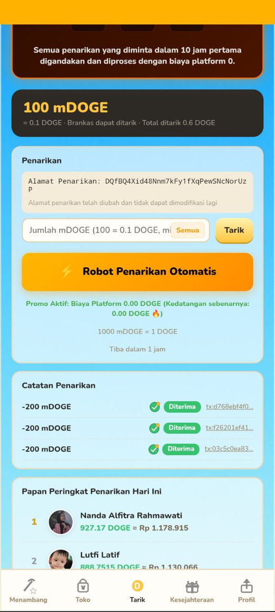 ArySigma's tweet photo. NEW DOGE MINE CONVERT $mDOGE 100=0.1 dogecoin:native INSTAN WITHDRAW
-REGISTRATION https://t.co/IzeCEkLyjs
-SKROL GO TO THE BOTTOM THE REGISTRATION MENU WILL APPEAR 
-USE CODE 9447W6 FOR BOSTER
-DONE
GOOOD LUCK #dogemine #CryptoTwitter #DOGE https://t.co/0yFqhFvB3L