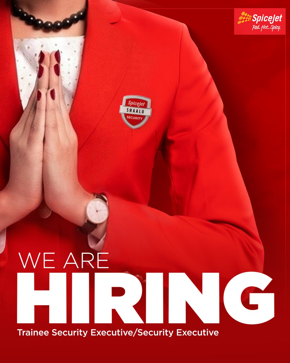 flyspicejet's tweet photo. Now Hiring: Aviation Security Professionals.
#flyspicejet #spicejet #Hiring #AviationSecurity #aviation https://t.co/TDYoYXG3Pe