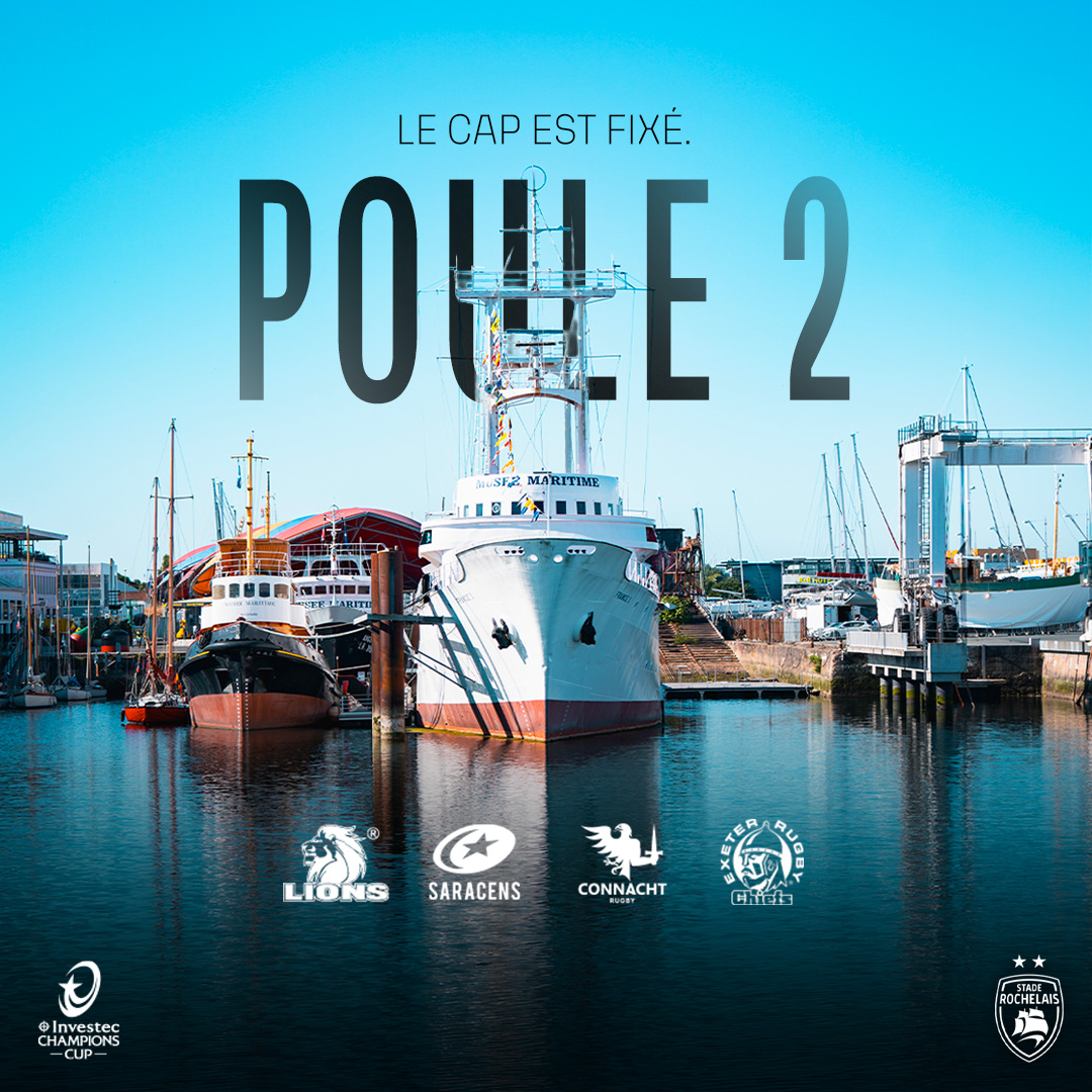 staderochelais's tweet photo. ⚓️ Le 𝙘𝙖𝙥 est fixé. 

Nos quatre 𝗮𝗱𝘃𝗲𝗿𝘀𝗮𝗶𝗿𝗲𝘀 pour la @ChampionsCup sont connus ⇓

#InvestecChampionsCup | #FievreSR