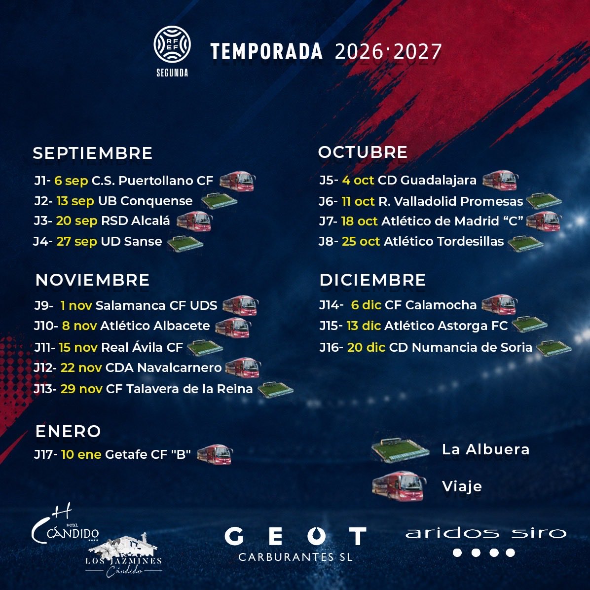 lagimnastica's tweet photo. 🗓️ ¡Ya tenemos el calendario oficial de esta temporada!

Arrancamos la liga el finde del 5-6 de septiembre visitando 🚍 a domicilio al @cspuertollanocf y nos estrenamos en La Albuera en la segunda jornada contra el @ubconquense 🏡

#AúpaSego🔵🔴 https://t.co/7dBhTh8fPH