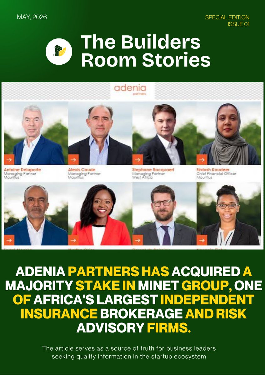 TheBuildersRoom's tweet photo. @AdeniaPartners  has acquired a majority stake in Minet Group, one of Africa's largest independent insurance brokerage and risk advisory firms.

The stake was acquired from Capitalworks, which originally brought Minet into its portfolio in 2017 after the company was carved out of global insurance giant Aon. The transaction completed on June 30, 2026 following receipt of all required regulatory approvals. Financial terms were not disclosed.

@MinetGroup  is not a small operation. The company provides insurance brokerage, risk advisory, and employee benefits solutions to corporates, SMEs, and institutions across nine African countries: Botswana, Kenya, Lesotho, Malawi, Mozambique, Namibia, Tanzania, Uganda, and Zambia. That footprint, built over years under Capitalworks' ownership, is exactly what made it an attractive target for Adenia's next chapter of growth.

Adenia Partners is a private equity firm focused on growth opportunities across Africa, and this acquisition fits squarely within that mandate. "There is a generational opportunity to build scalable, technology-driven insurance models that meet the needs of young and urbanising populations in many parts of Africa, which Minet is well-positioned to capitalise on," said Martha Osier, a partner at Adenia.

That framing is worth paying attention to. Insurance penetration across most of sub-Saharan Africa remains critically low. The combination of a young population, rising urbanisation, growing SME activity, and improving mobile infrastructure creates real conditions for a company like Minet to expand meaningfully if the right capital and operational support are behind it.

For Capitalworks, the exit is a validation of what active private equity partnership can do. "The transaction is a testament to how active private equity partners alongside experienced management teams can unlock significant growth potential in leading businesses," said Garth Willis, managing partner at Capitalworks.

Two private equity transitions in nine years. A continent-wide footprint. And a new owner with explicit plans to drive technology into the insurance model. 

@MinetGroup's next chapter is one worth watching.