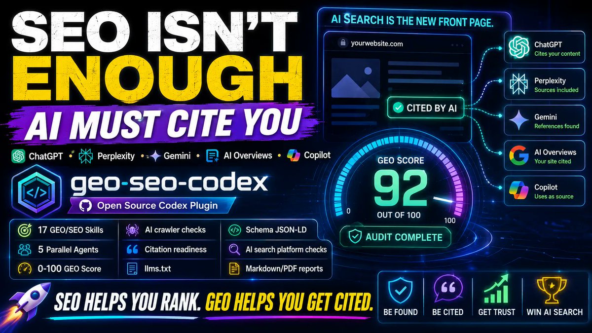 TBytefer's tweet photo. Ranking on Google is no longer enough. Your next customer may ask ChatGPT, Perplexity, Gemini, AI Overviews, or Copilot:  “Which product should I use?”
If your site can’t be crawled, trusted, and cited by AI engines, you’re invisible. https://t.co/jXjTBHR2NE