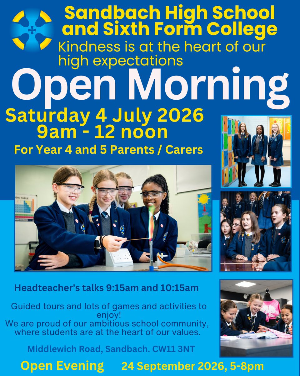 SandbachHigh's tweet photo. We are looking forward to welcoming you to our open morning on Saturday https://t.co/opqTgBP6NL