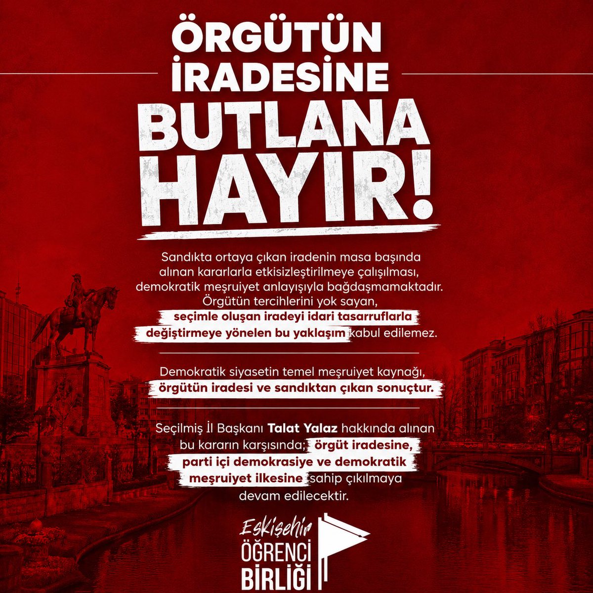 BirlikteEsk's tweet photo. Mutlak butlan yönetiminin, seçilmiş İl Başkanı Talat Yalaz’ı görevden alıp kesin ihraç istemiyle disipline sevk etmesi; örgüt iradesine, parti içi demokrasiye ve sandıktan çıkan meşru iradeye yönelik açık bir müdahaledir ve kabul edilemez. https://t.co/IO5QYznqgb