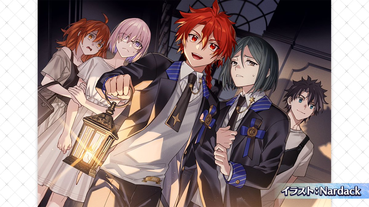 fgoproject's tweet photo. 【カルデア広報局より】
★FGO Fes. 2026情報(2/2)★
Fate/Grand Order×リアル脱出ゲーム「エルメロイⅡ世とアレキサンダーの学園7不思議からの脱出」のイメージアートを公開！
会場にて謎を解き明かした方には、先着順でこちらのイラストを使用したポストカードをプレゼントいたします。

「FGO Fes. 2026 カルデア学園祭」公式サイトはこちら→https://t.co/V4Xh0dCopG

#FGO #FGOフェス