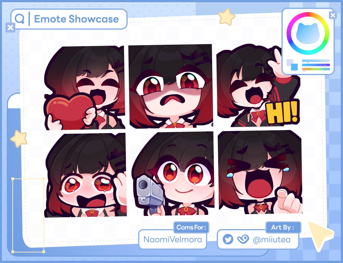 mewflx's tweet photo. emotes commission for @NaomiVelmora 
Thank you so much for commissioning me ❤️❤️✨

#Twitch #emotes #NaoVelmART https://t.co/InMNtgf6qp