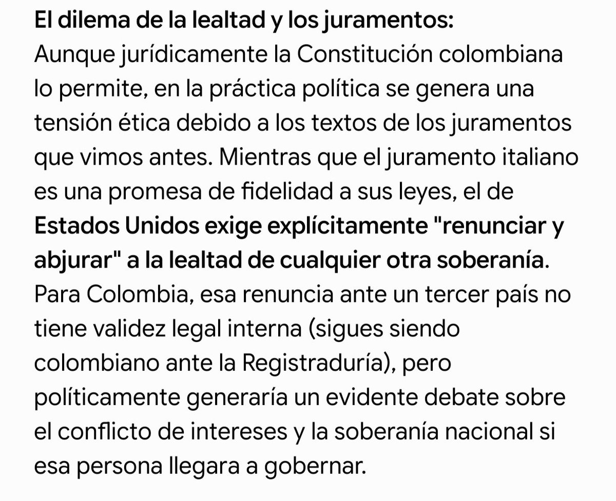 Excelsior_SW's tweet photo. @german_ricaurte La IA te lo explica mas facil, si bien la constitución no prohibe la doble nacionalidad para un Presidente, si hay un peso politico, renunciar a la lealtad a colombia 😶😶 que portará armas en nombre de EE.UU y ahora es nada mas que el comandante de las FFMM 😶😶 vende patrias 🤮 https://t.co/OsvqlkIpFK