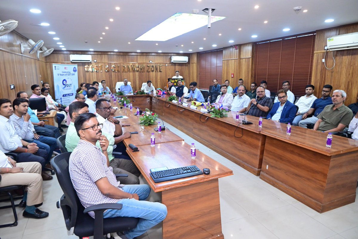 cgstranchizone's tweet photo. CGST &amp; Central Excise, Ranchi Zone celebrated 9 years of GST on the theme “सुगम कर व्यवस्था, सशक्त भारत”. Officers and taxpayers were felicitated with CC Certificates of Appreciation for dedication and contribution to nation-building.

#GSTDay2026
#Ranchizone
#9yearsofGST https://t.co/vM8qKp754F