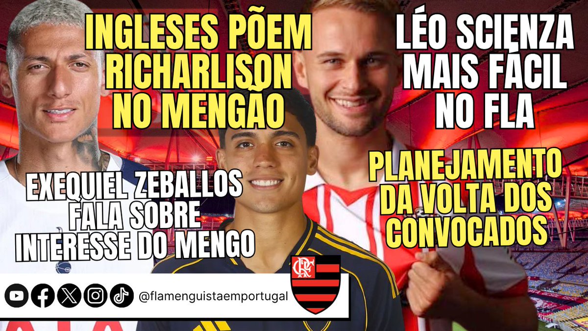 FlaEmPortugal's tweet photo. INGLESES PÕEM RICHARLISON NO MENGÃO | LÉO SCIENZA MAIS FÁCIL NO FLA | EXEQUIEL ZEBALLOS FALA SOBRE INTERESSE DO MENGO | PLANEJAMENTO DA VOLTA DOS CONVOCADOS

https://t.co/WBfHlLSWqy

#flamengo​ #mengo​ #mengão #crf​​ #rubronegro​ #naçãorubronegra #flamenguista #flamengo1895 https://t.co/X3DuDMvch4