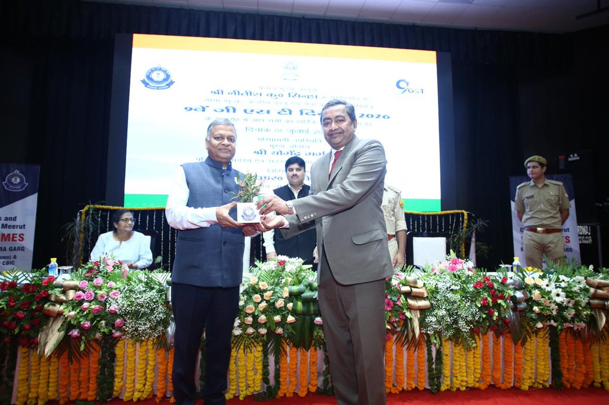 CGST_Meerut's tweet photo. To commemorate 9 years of GST, CGST Meerut Zone organized a special celebration on 1st July 2026 at CCSU, Meerut. The event was graced by Shri Yogendra Garg, CBIC Customs &amp; Zonal Member (Chief Guest), and Dr. R. Kavita Rao, Director, NIPFP, New Delhi. @cbic_india @FinMinIndia https://t.co/sQiV71oj5Q