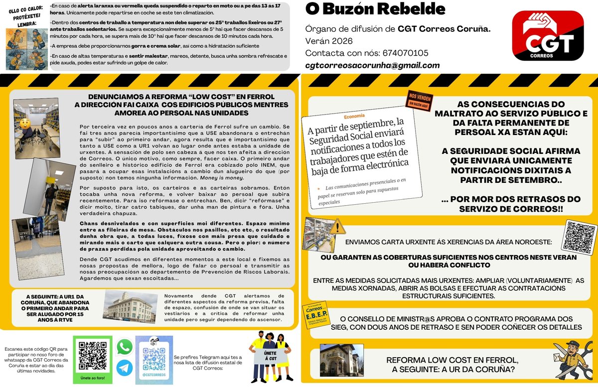 cgt_correos_cor's tweet photo. 📷 *Novo Buzón Rebelde*
Verán 26
Podes lelo aquÍ: https://t.co/HX17gJGgLj
Neste número:🧵 https://t.co/KFaMXaIC0d