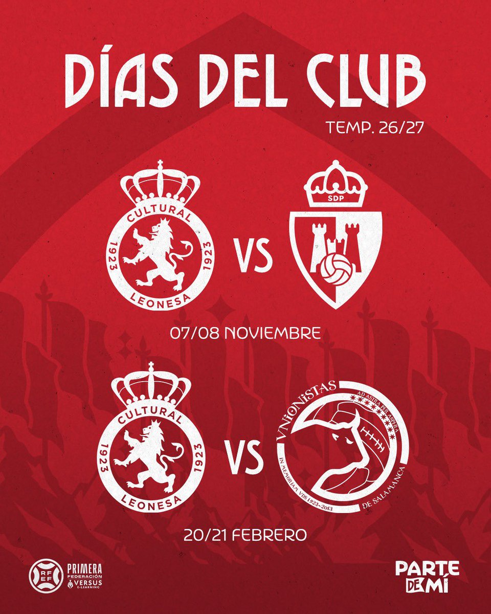 CyDLeonesa's tweet photo. 🎟️ #ParteDeMí

Establecidos los ‘Días del club’ para la temporada 2026/27 📆

‼️ Recuerda que estarán incluidos en tu abono si renuevas hasta el 7 de julio. ¡Date prisa! 

💻 Pide cita previa: https://t.co/F0WaTz6f4W

#AúpaCultu https://t.co/h8mrUb29fS
